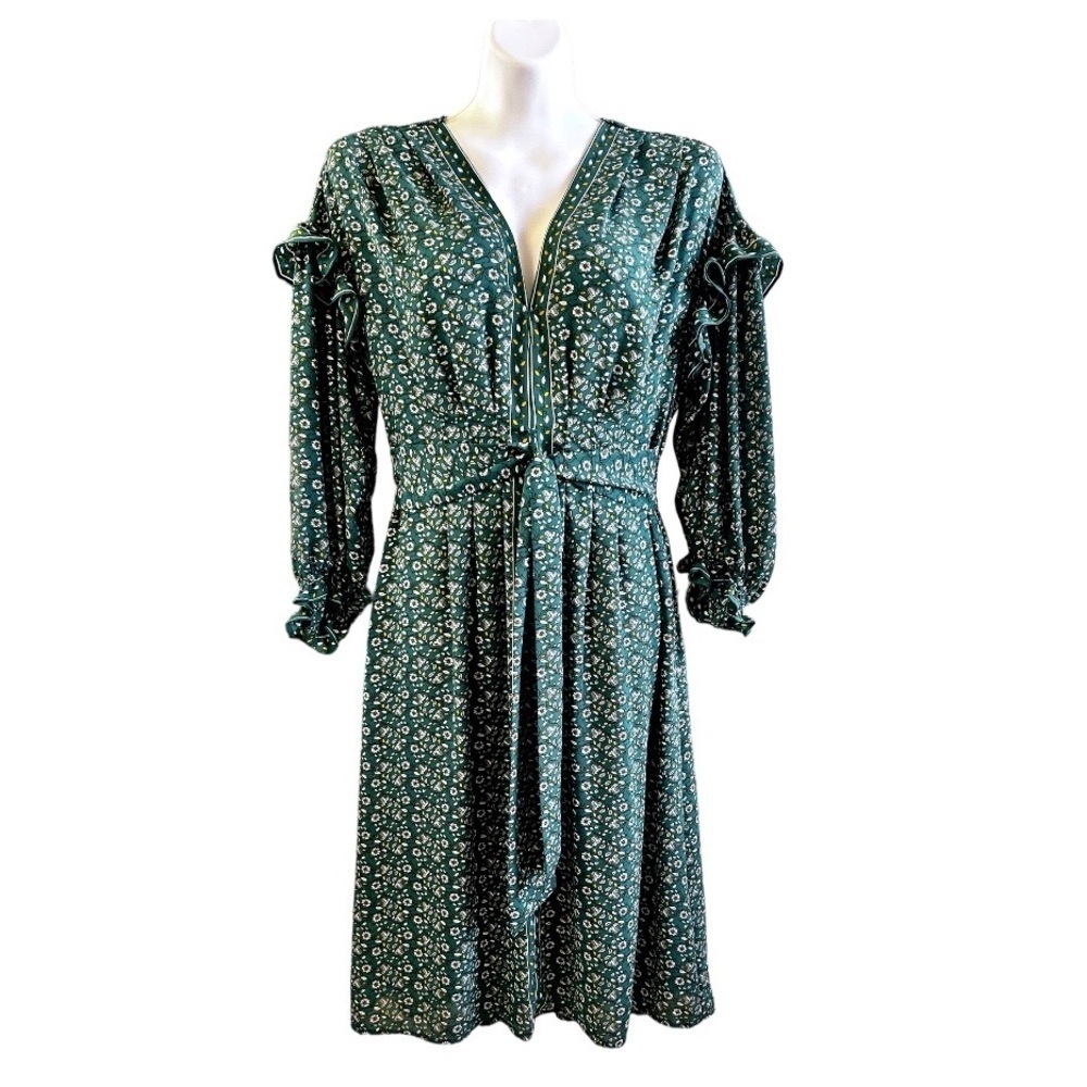 Max Studio Green Ditsy Floral Midi Dress Size Medium